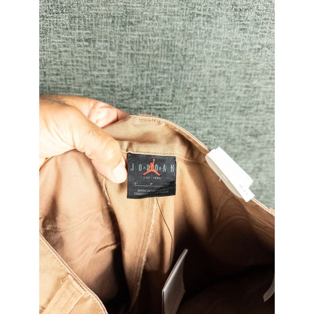 Air Jordan Standard Fit Cargo Pants Mens S Tan Khaki Cotton Streetwear Utility